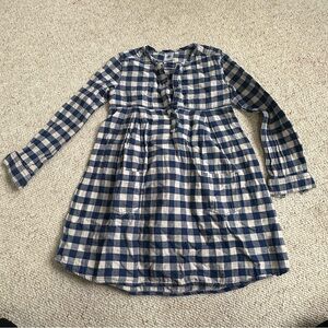 Like new Girls Petit Bateau Blue & White Gingham Long Sleeve Dress Size 6